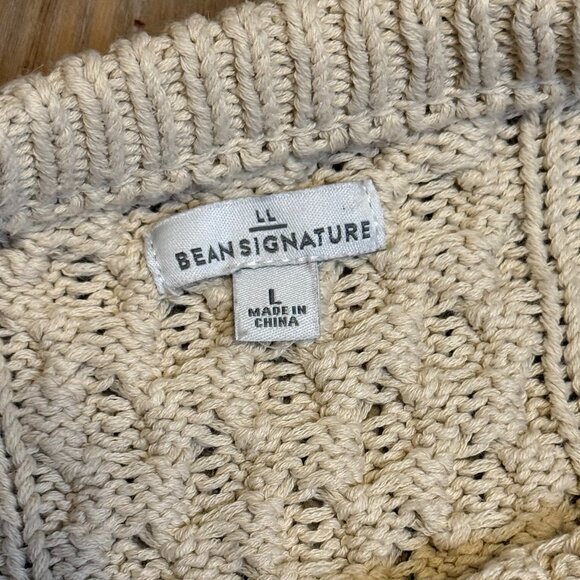 L.L. Bean Signature Cotton Fisherman Cable Knit Striped Tunic Sweater Size Zip L - Picture 6 of 11